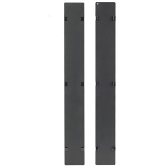 Front view of two black 48U hinged covers for NetShelter SX vertical cable management-alternate-image3