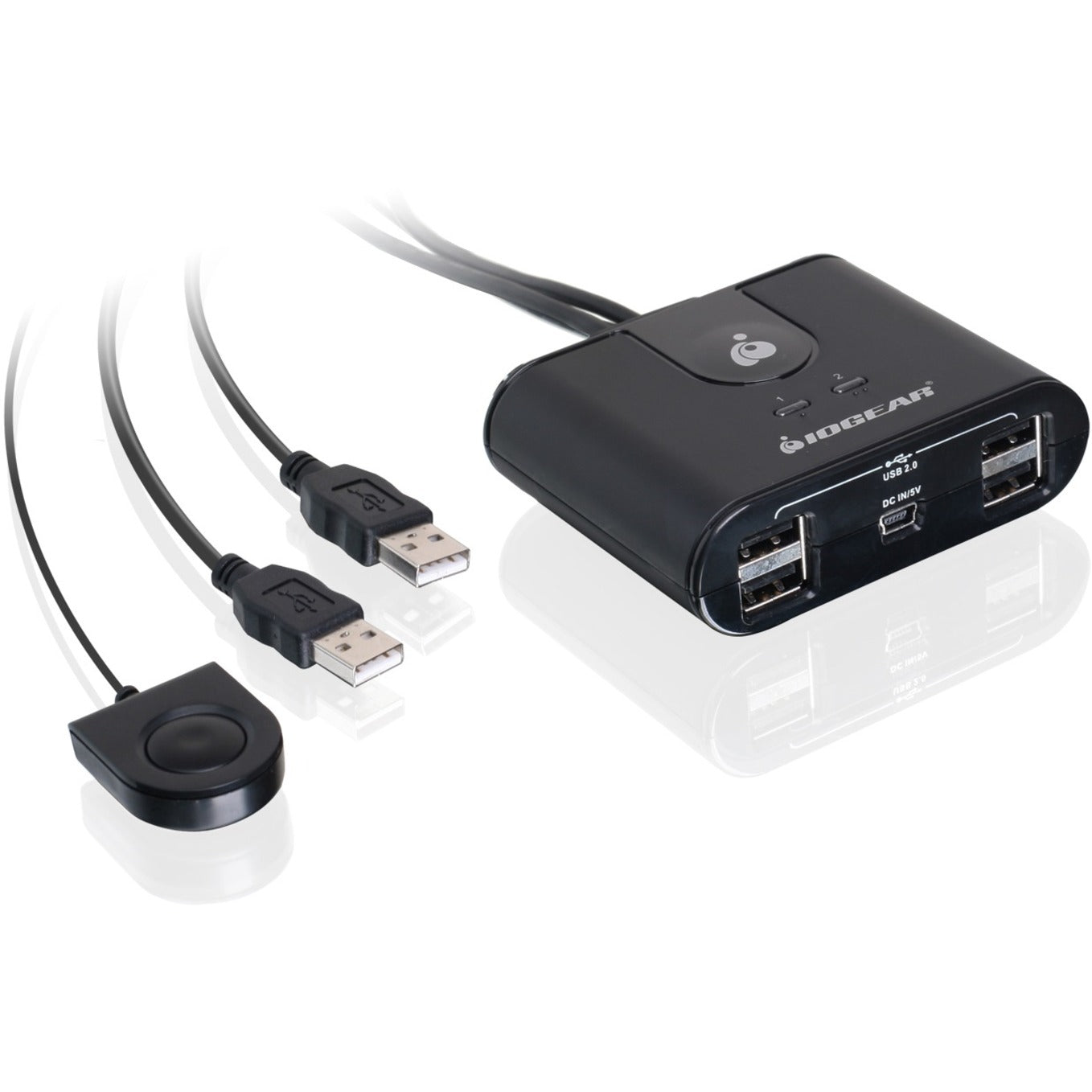 IOGEAR GUS402 مفتاح مشاركة الأجهزة الطرفية 2x4 USB 2.0، مشاركة سهلة للأجهزة USB لأجهزة-PC وMac