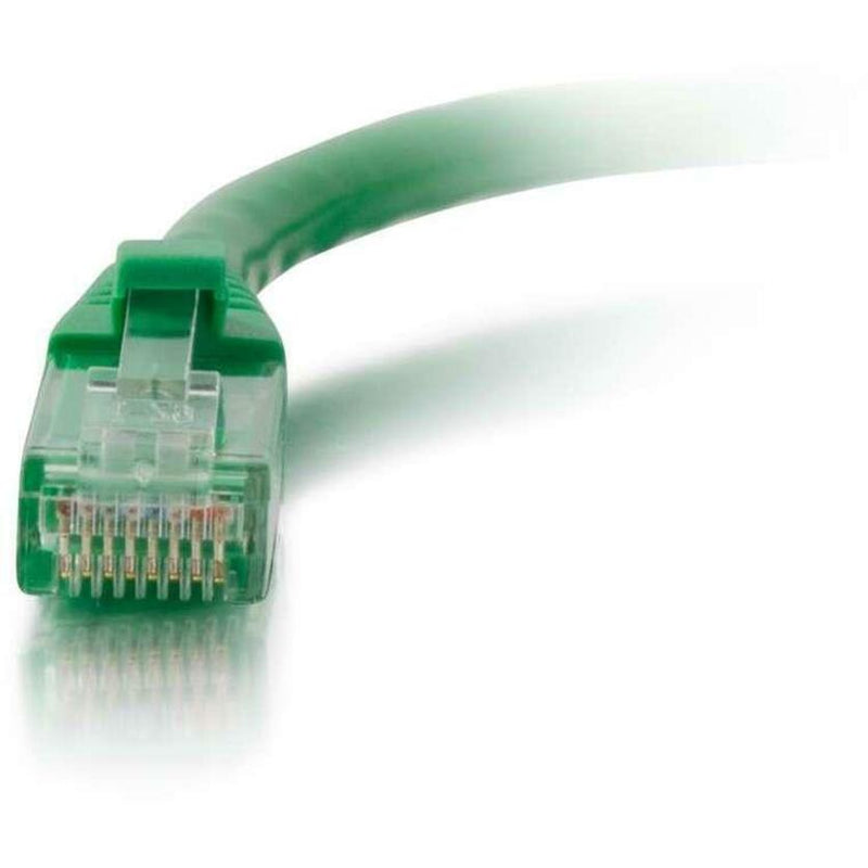 Detailed view of Cat6 ethernet cable RJ-45 connector pin array and internal wiring