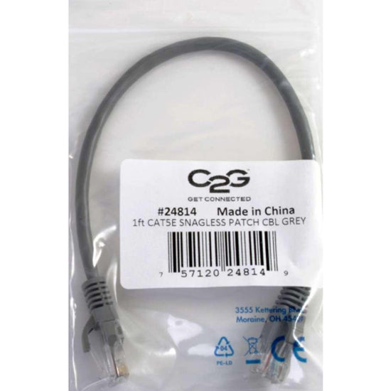 C2G Cat5e cable in retail packaging with product label and barcode