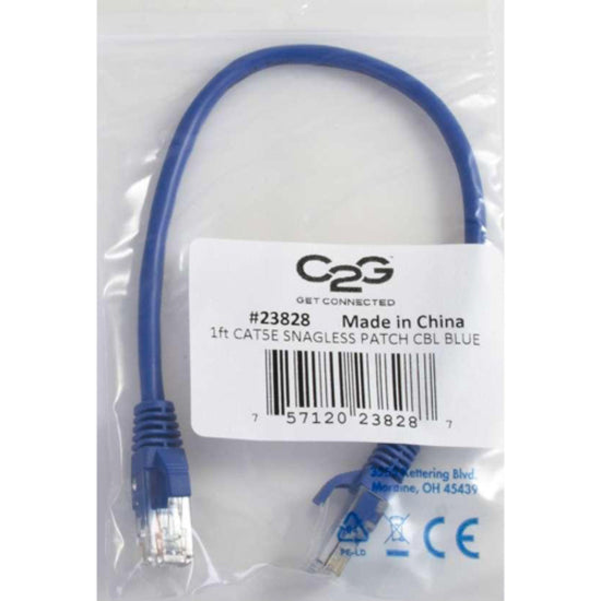 C2G Cat5e cable in sealed package with product label and certification markings