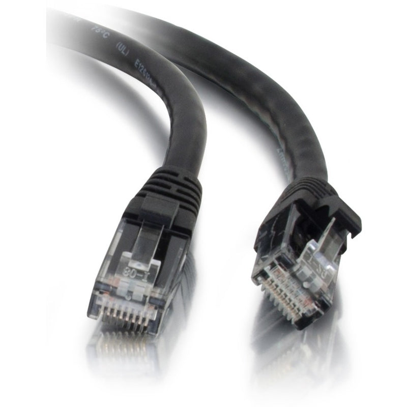 Close-up view of both RJ-45 connectors on C2G Cat5e network cable showing clear housing and pin configuration