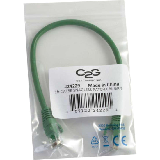 C2G Cat5e ethernet cable in retail packaging showing product details and certifications