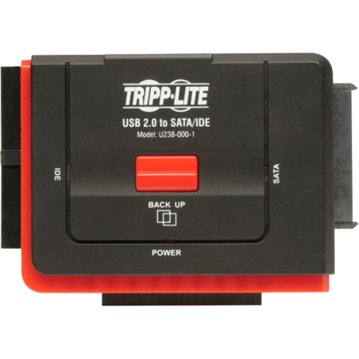 Front view of Tripp Lite USB to SATA/IDE adapter showing interface labels and design-alternate-image3