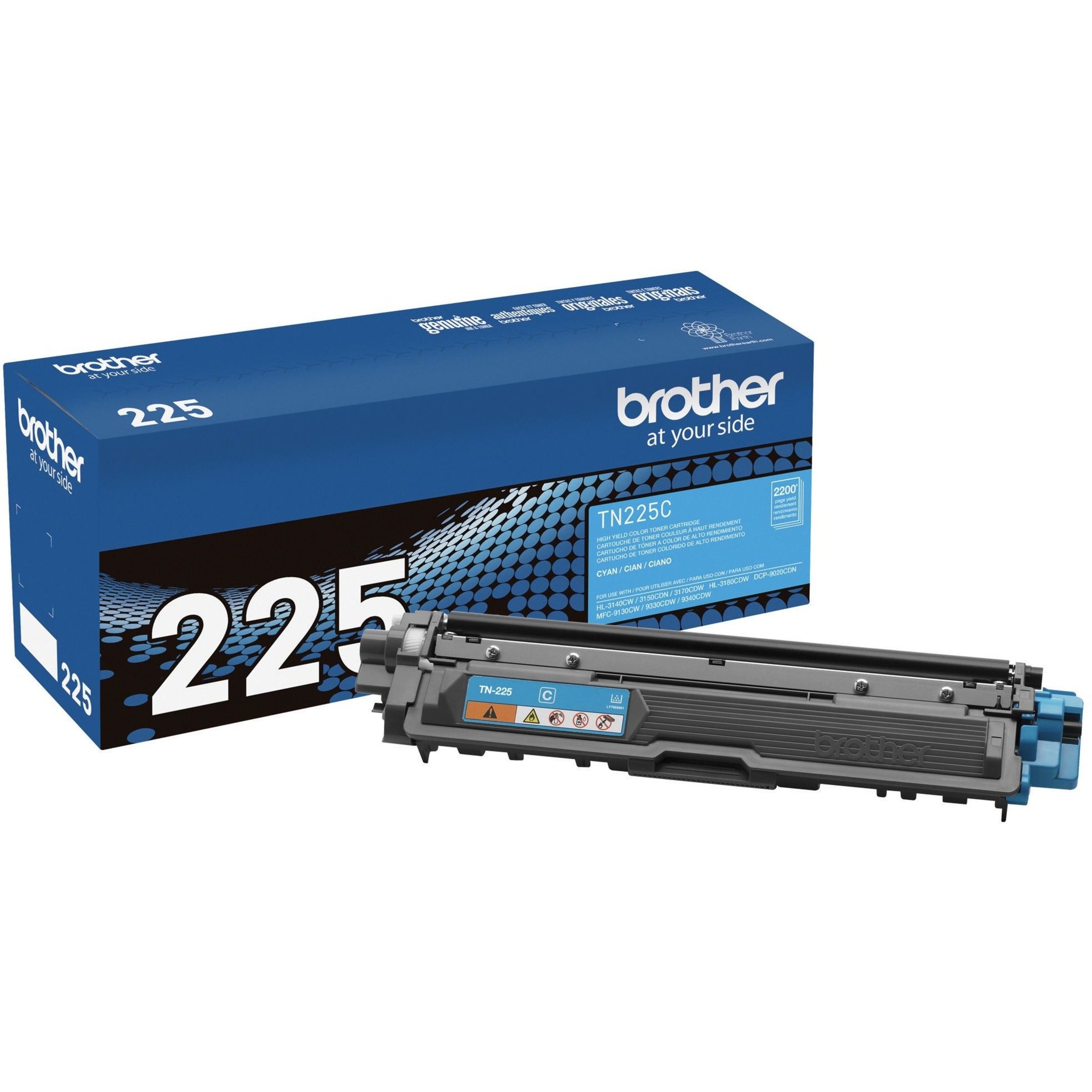 Brother TN225C Toner Cartridge, High Yield, Cyan - 2200 Page Yield