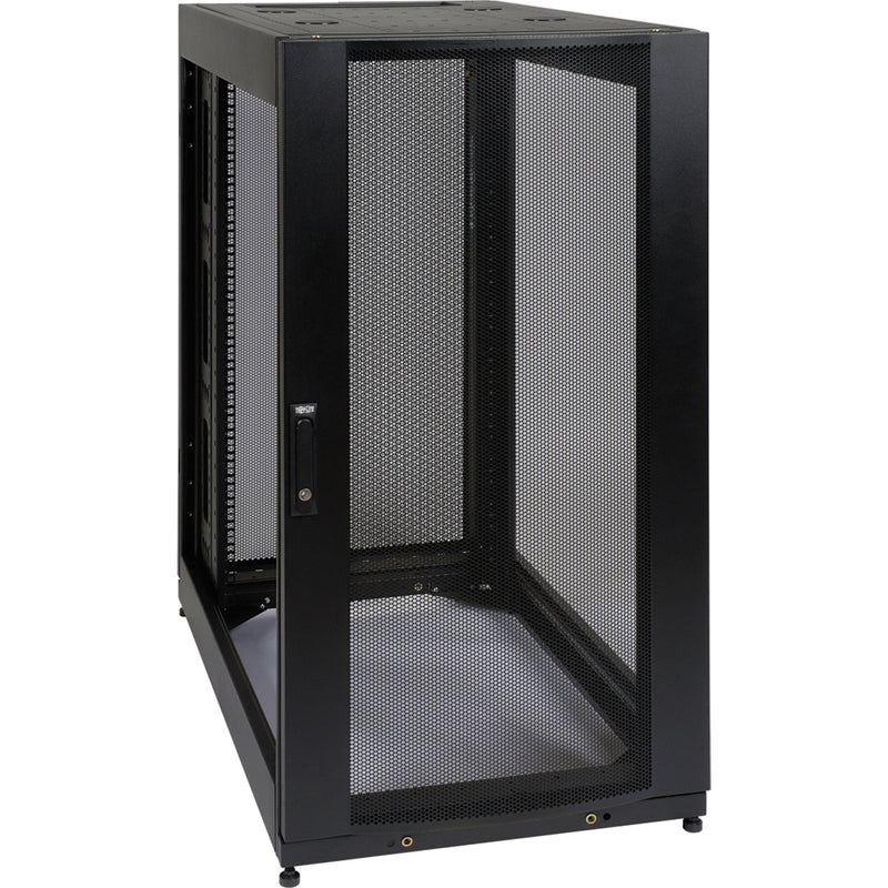 Side angle view of SR25UBEXP cabinet highlighting cable management features and access points