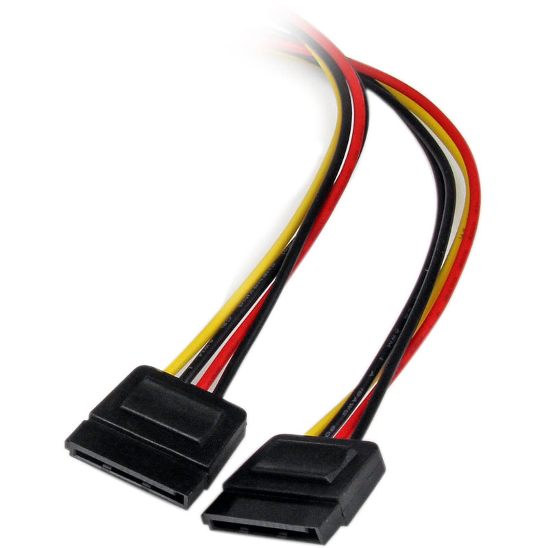 Detail shot of two black SATA power connectors with multi-colored wiring