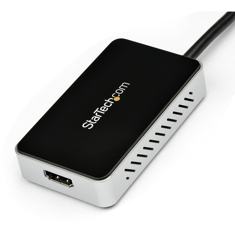 Close-up angled view of StarTech.com USB to HDMI adapter showing sleek design