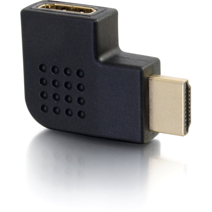 Side profile of L-shaped HDMI adapter showing ergonomic design