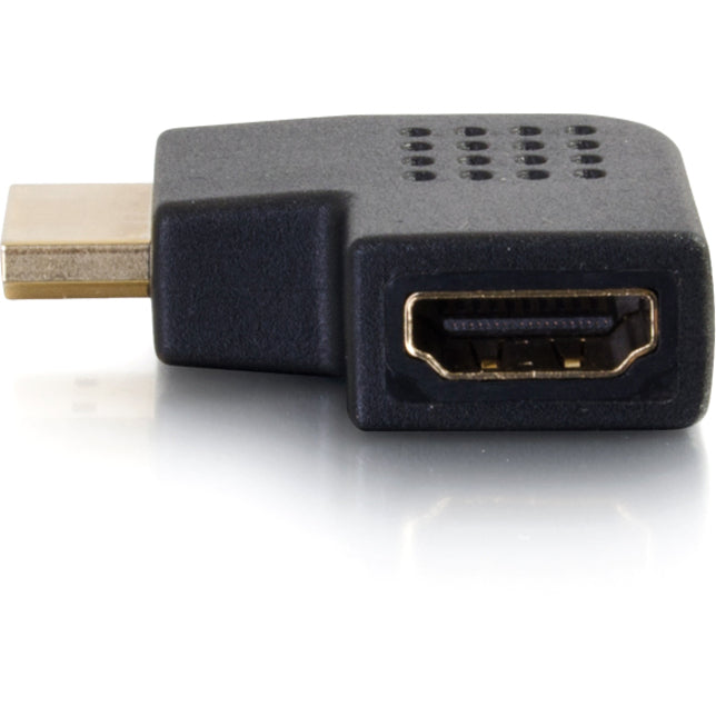 Close-up view of HDMI adapter's female port with gold-plated contacts