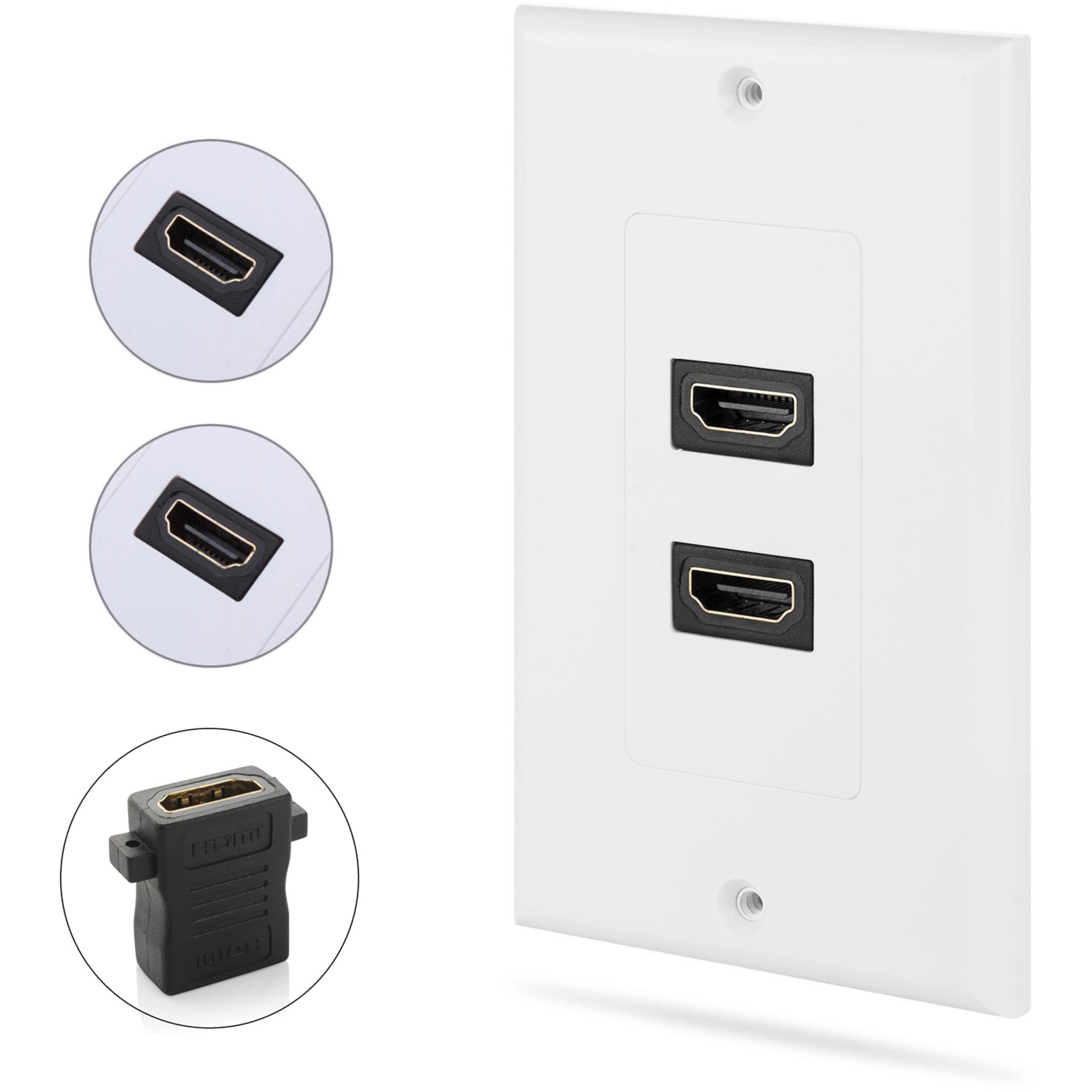 4XEM 4XWALLHDMI2 2 Port Female HDMI Wall Plate, Designed for Secure and Easy HDMI Connections