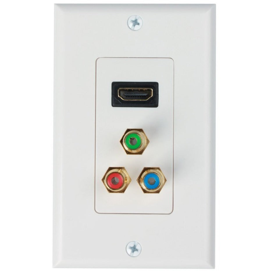 4XEM 4XWALLHDMIRCA Single Outlet Female High Speed HDMI RCA/RBG Wall Plate, Designed for Secure HDMI Connections