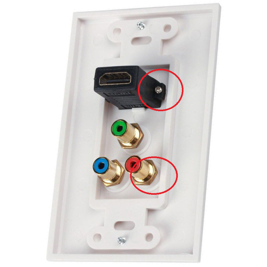 4XEM 4XWALLHDMIRCA Single Outlet Female High Speed HDMI RCA/RBG Wall Plate, Designed for Secure HDMI Connections