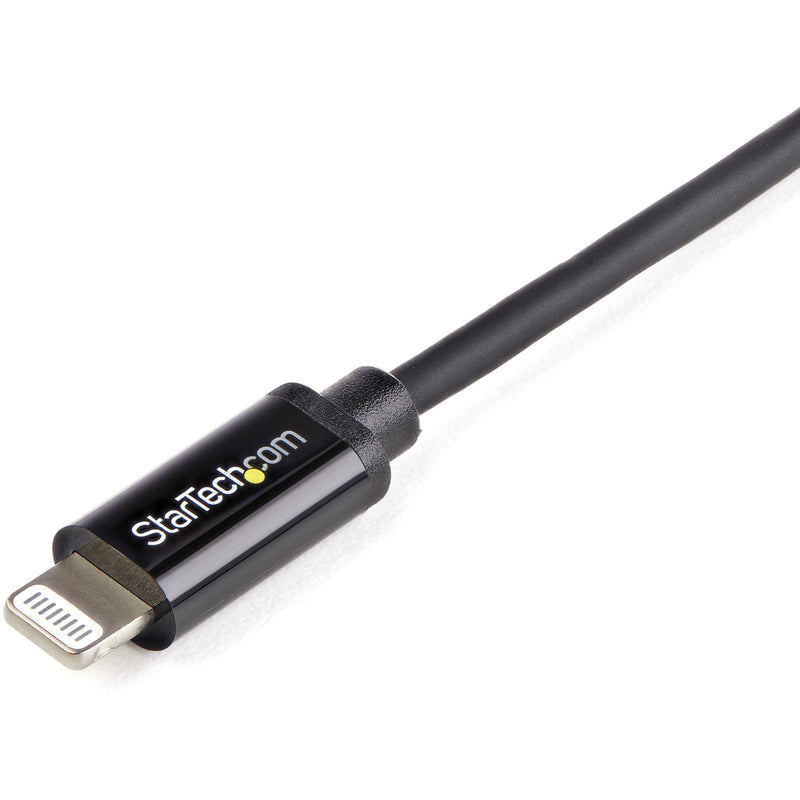 Detailed view of StarTech.com Lightning connector with branding and construction details