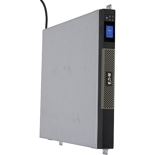 Side view of Eaton 5P 550VA rackmount UPS showing LCD display panel and ventilated chassis design