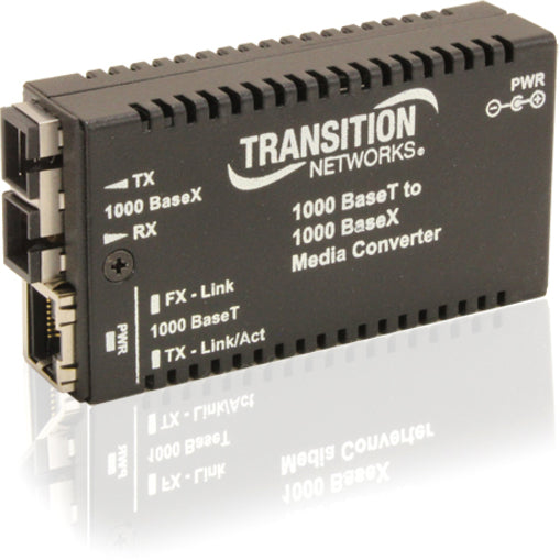 Transition Networks M/GE-T-SX-01-NA Mini Gigabit Ethernet Media Converter, Multi-mode, 1804.46 ft Distance Supported