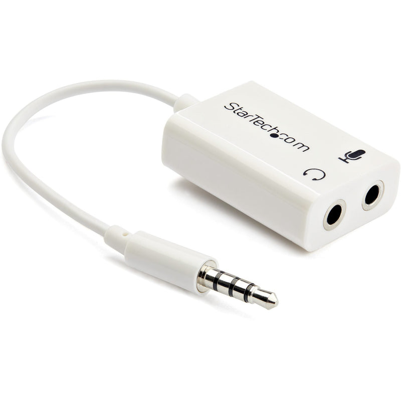 White StarTech.com audio adapter with 4-position connector and dual 3.5mm ports