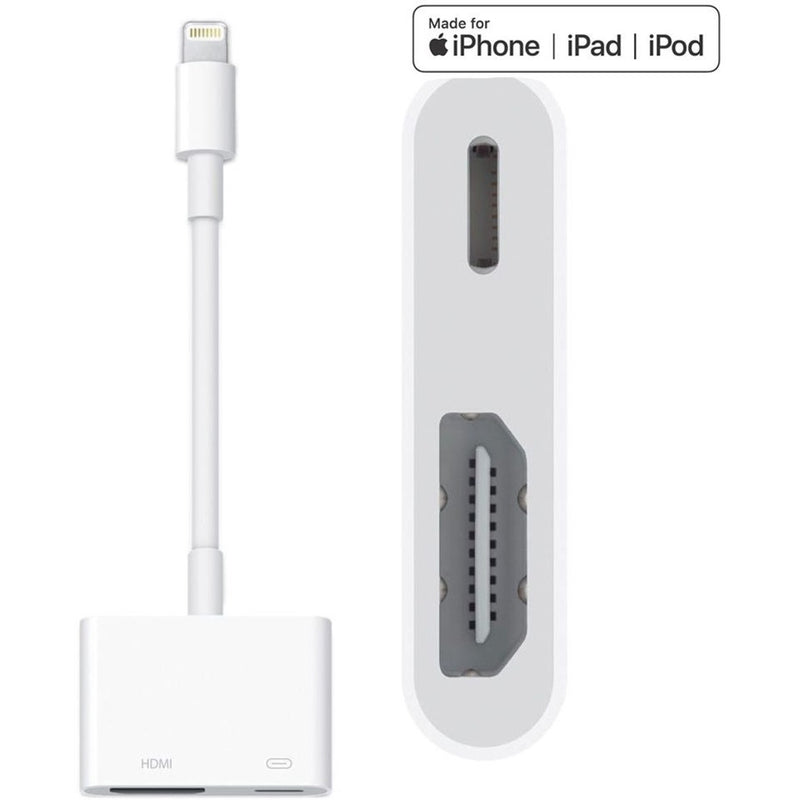 Close-up view of Lightning to HDMI adapter showing detailed port architecture and connections