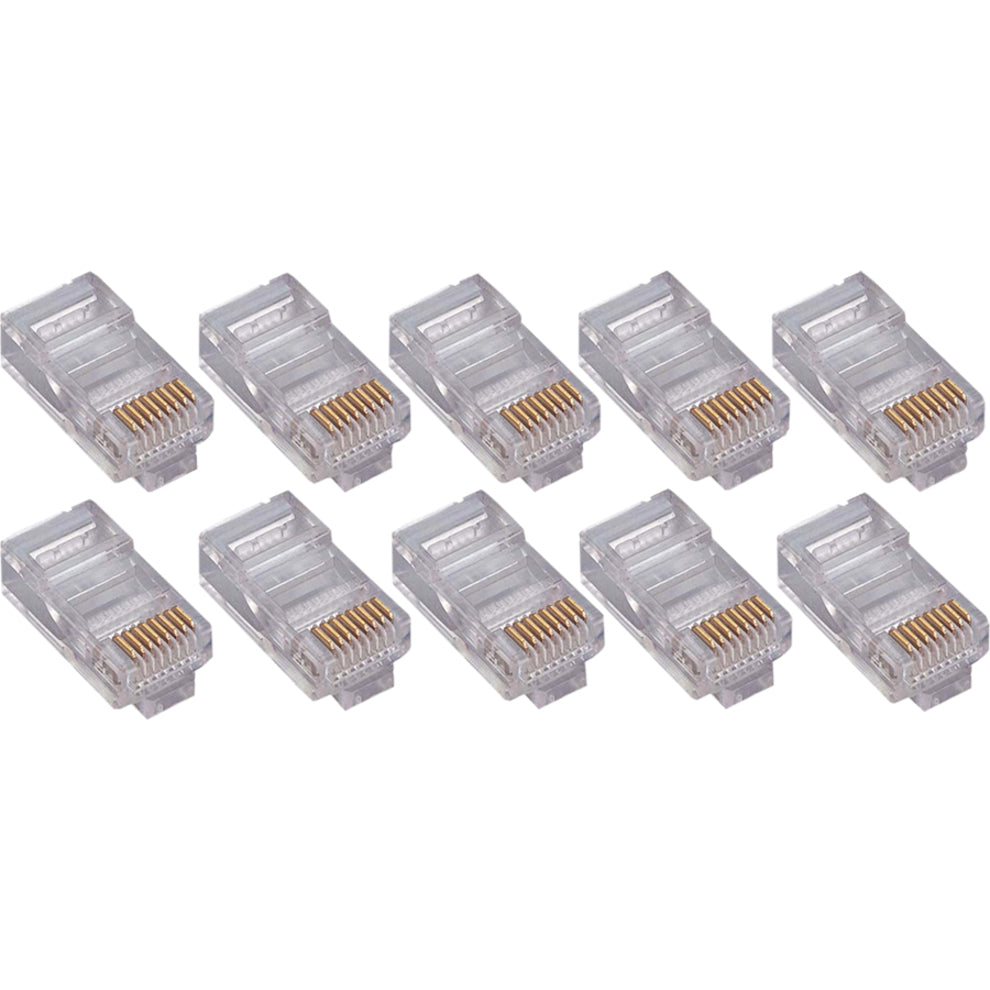 Ten clear RJ45 Cat5E connectors with gold-plated contacts arranged in two rows-alternate-image1