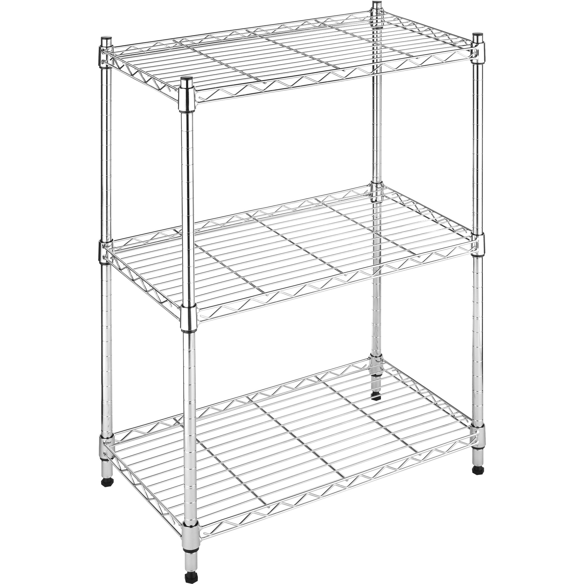 Whitmor 6060-3436 Storage Rack, Heavy Duty, Adjustable Leveler, Durable, Chrome, 3 Tiers, 600 lb Maximum Load Capacity