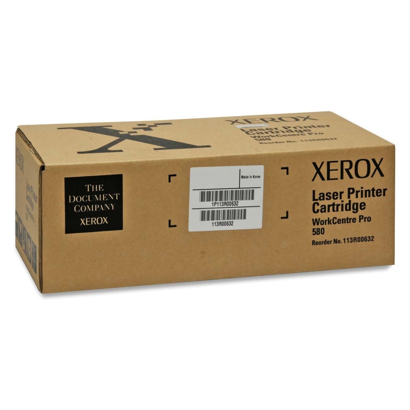 Genuine Xerox 113R632 black toner cartridge in original brown packaging for WorkCentre Pro 580 printer-alternate-image1