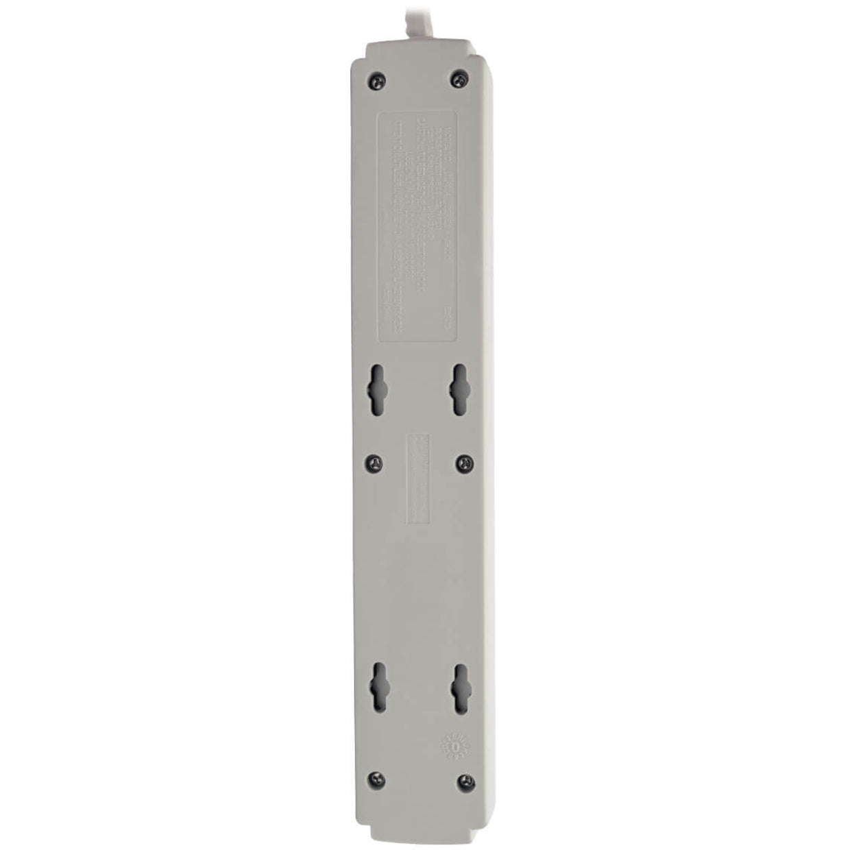 Rear view of Tripp Lite TLP608 surge protector showing mounting holes and construction-alternate-image2