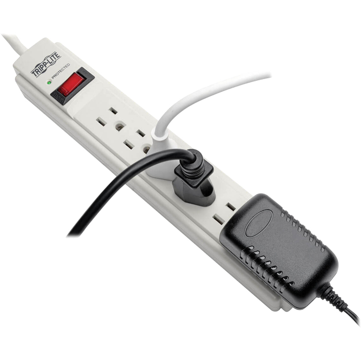 Close-up of Tripp Lite surge protector showing power adapter compatibility-alternate-image5