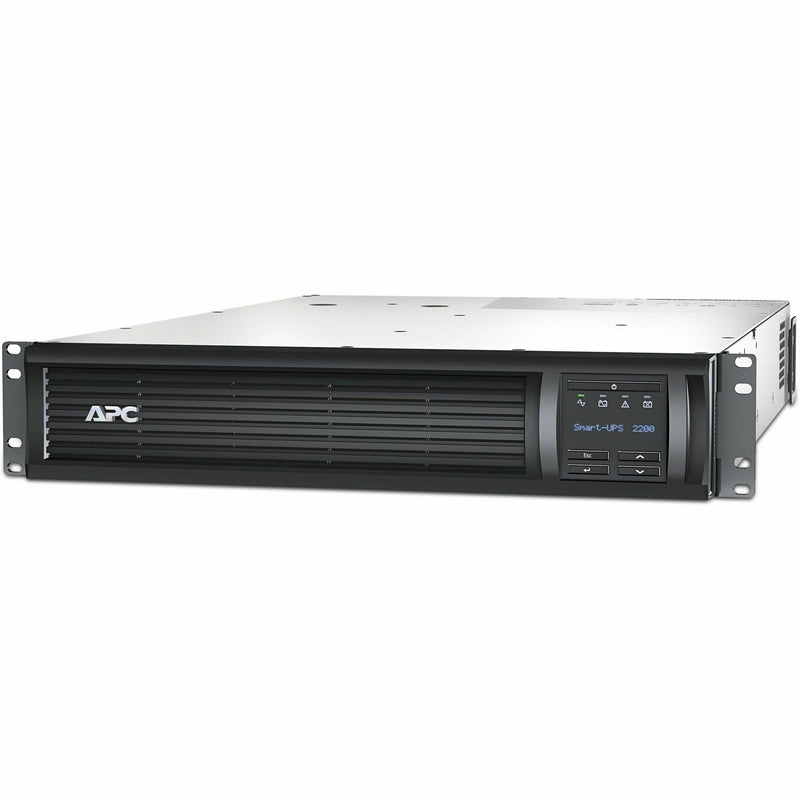 Front view of APC Smart-UPS 2200VA rack-mounted UPS showing LCD display and ventilation grilles