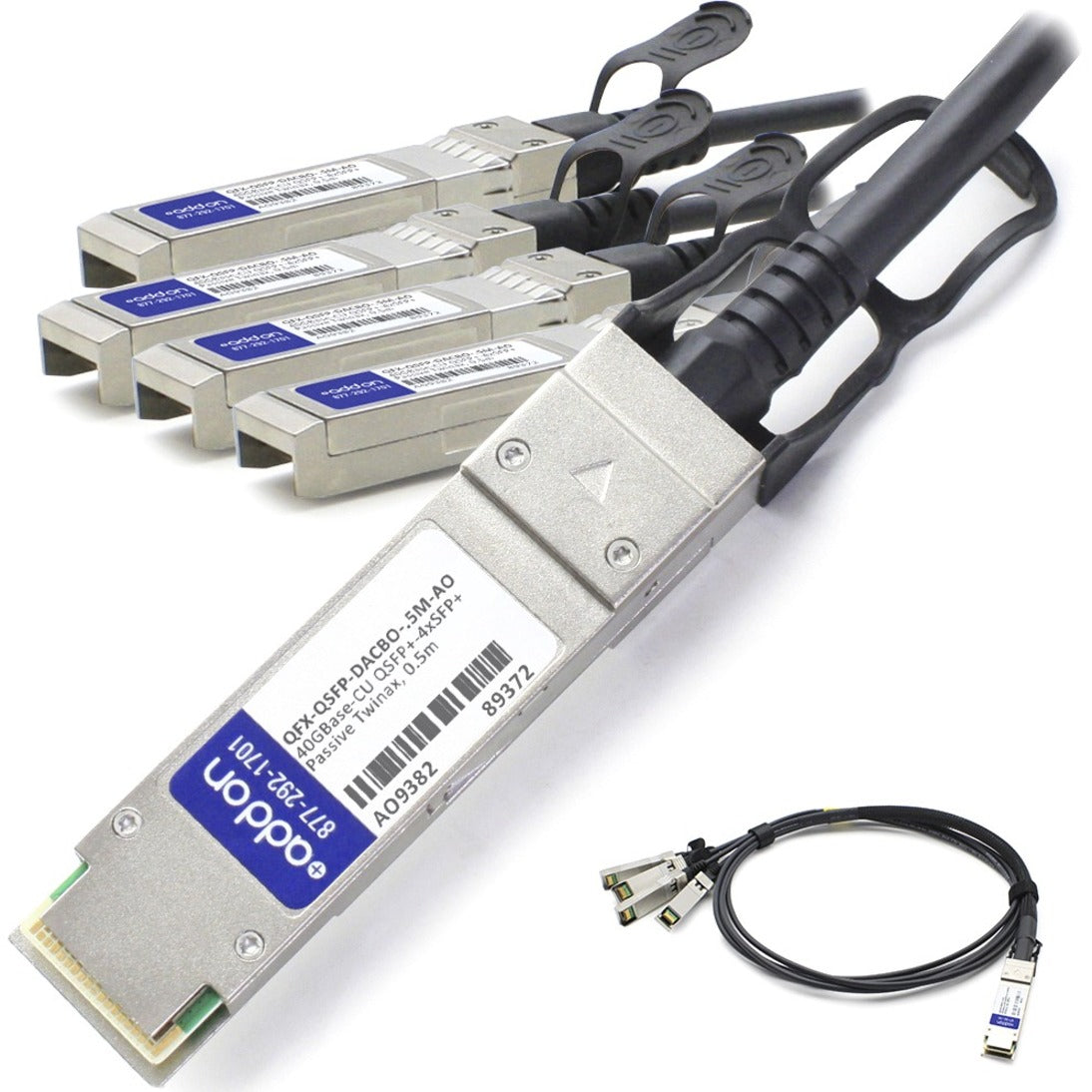 كابل نحاسي غير نشط بشقاق 40GBASE-CR4 QSFP+/4XSFP+ DAC تم إيقافه