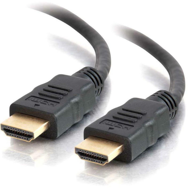 Close-up view of two gold-plated HDMI 2.0 connectors with black housing showing premium build quality