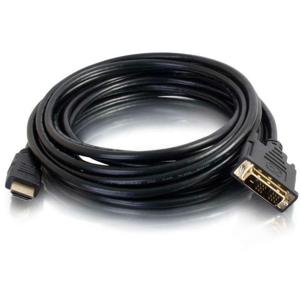 كابل تحويل من HDMI إلى DVI-D بطول 4.9 قدم - 1080 بيكسل، ضمان مدى الحياة، موصلات مطلية بالذهب، اللون الأسود العلامة التجارية: C2G
