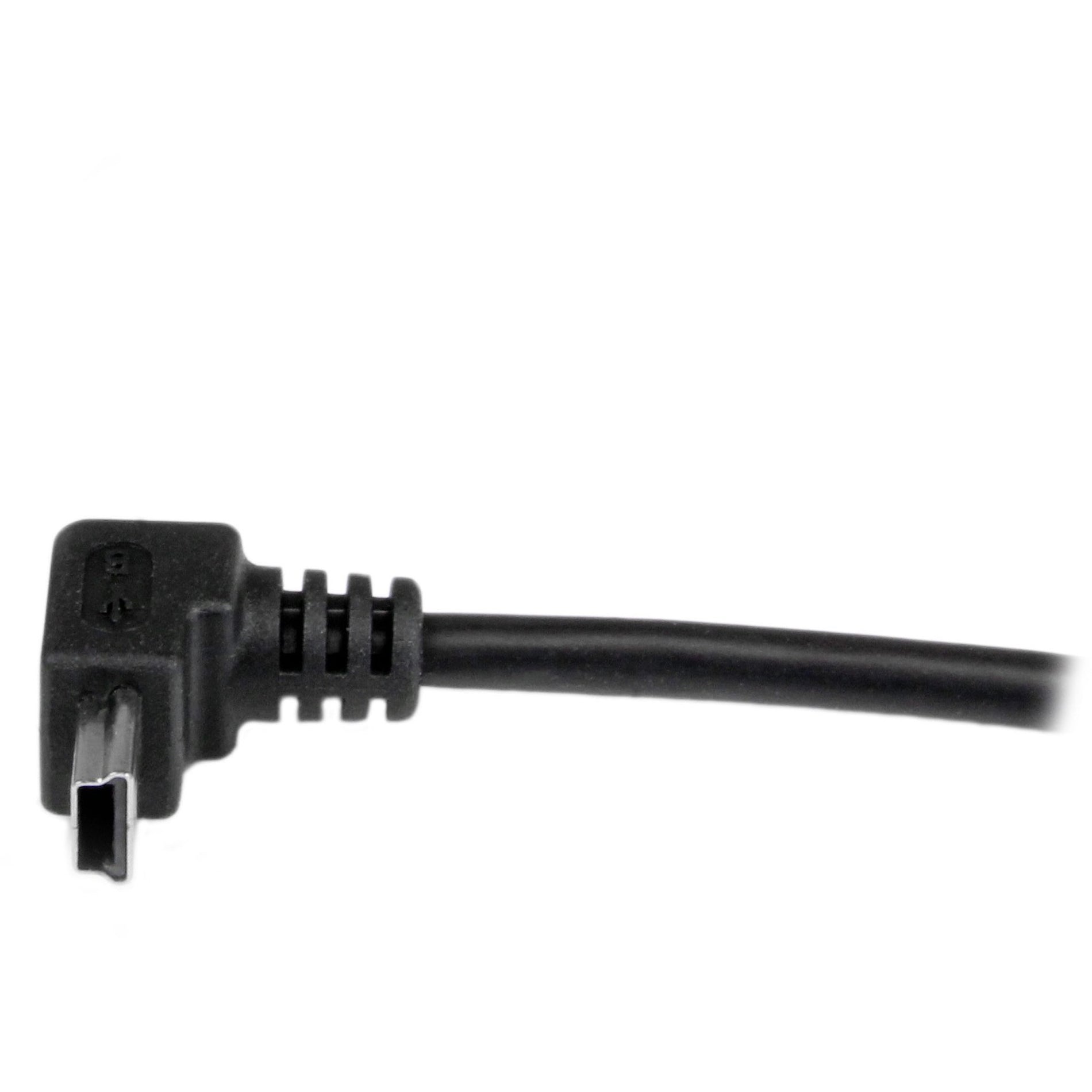 Câble USB StarTech.com USBAMB1MU 1m Mini - A à Mini B angle haut Câble de transfert de données 3.28 ft Relief de tension Moulé Noir