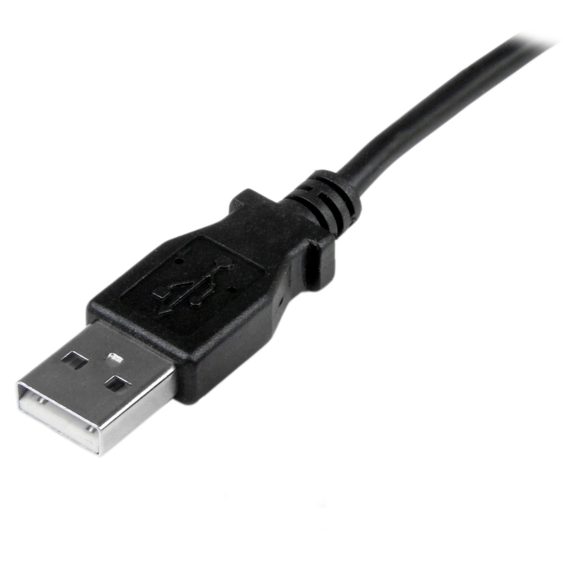 Câble USB StarTech.com USBAMB1MU 1m Mini - A à Mini B angle haut Câble de transfert de données 3.28 ft Relief de tension Moulé Noir