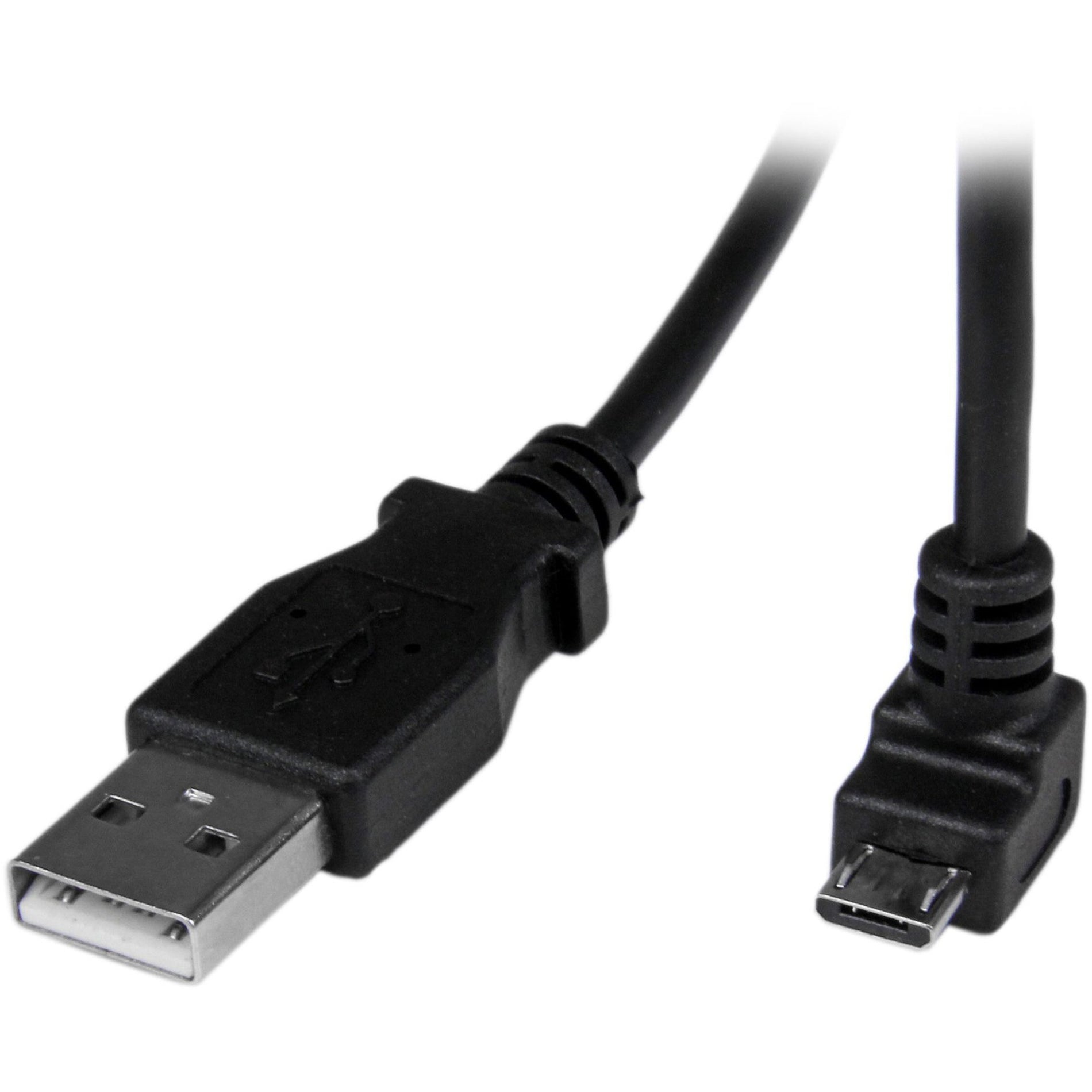 StarTech.com USBAUB2MD 2m Micro USB Cable - A to Down Angle Micro B, Strain Relief, Charging, Molded, 6.56 ft Length, Black