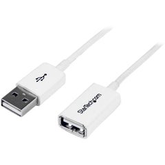 StarTech.com USBEXTPAA1MW 1m Witte USB 2.0 Verlengingskabel A naar A - M/V Gegoten Spanningsontlasting Flexibel 480 Mbit/s Gegevensoverdrachtsnelheid