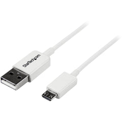 StarTech.com White USB Data Transfer Cable, 1m Micro USB 2.0 A to B, Shielded Copper Conductor, 480 Mbit/s, Strain Relief, Compatible with Smartphones, Tablets, Cameras, Hard Drives - USBPAUB1MW (Lifetime Warranty)