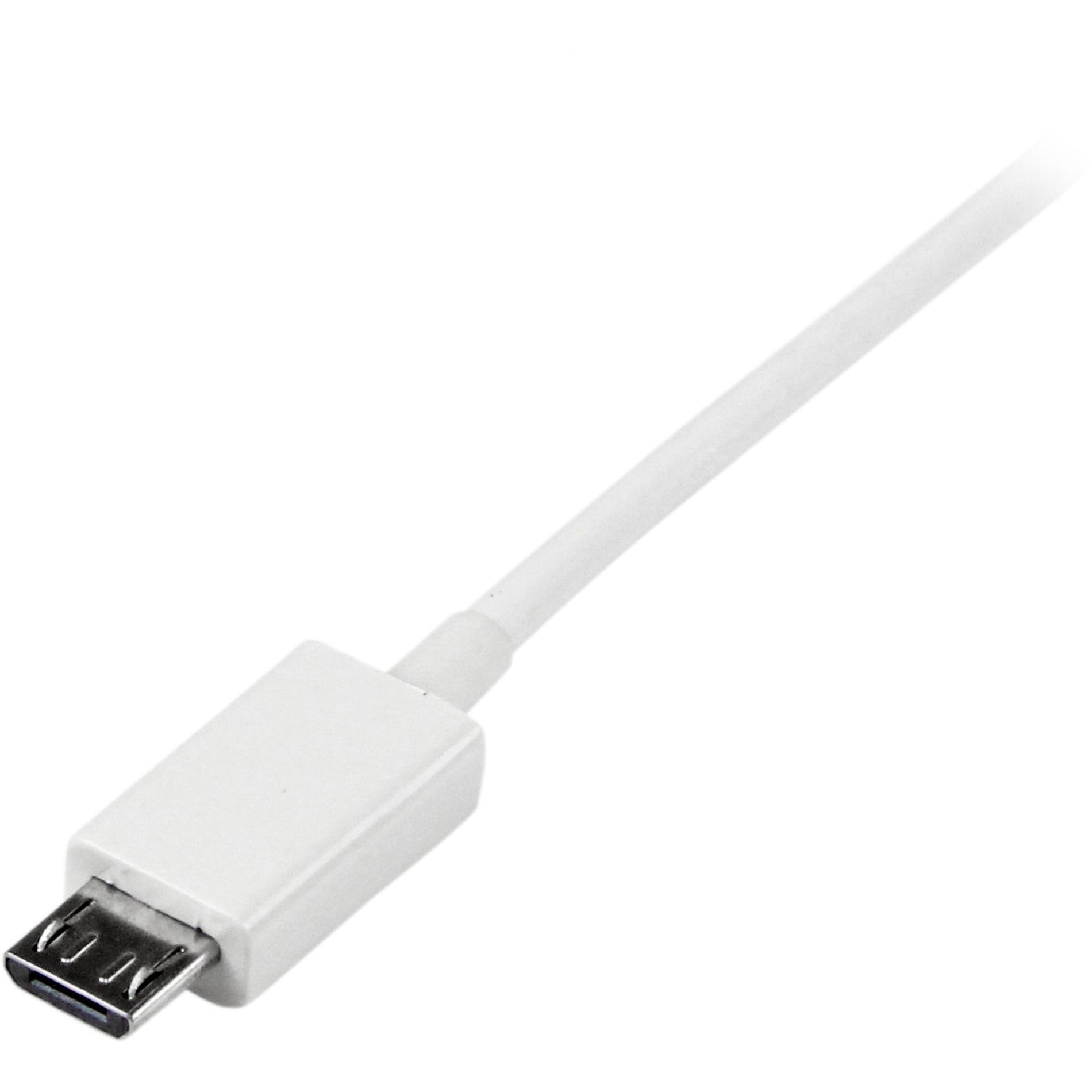 StarTech.com USBPAUB50CMW 0.5m 白色 微型 USB 电缆 - A 到 Micro B，成型，应变，480 M 比特/秒 数据传输速率  品牌名称: 星美科技