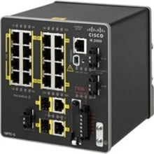 Cisco IE-2000-16PTC-G-E industrial Ethernet switch with 16 PoE ports, dual Gigabit uplinks, and compact form factor-alternate-image1