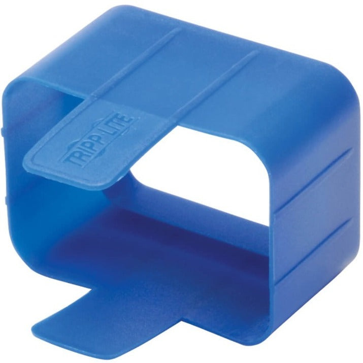 Blue Tripp Lite PLC19BL connector insert showing ergonomic design and pull tab feature