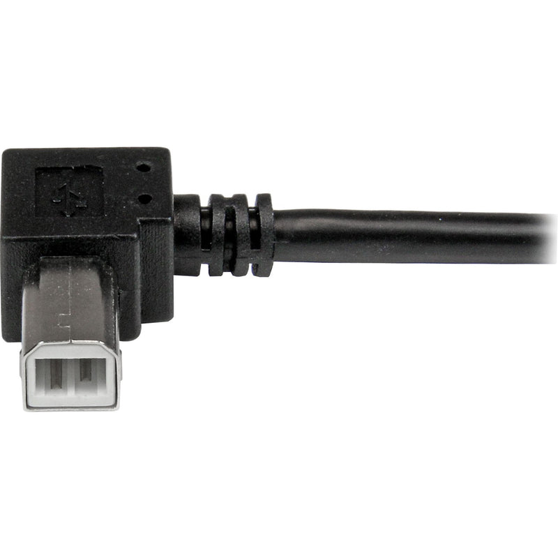 Close-up of right-angle USB Type-B connector interface and port design