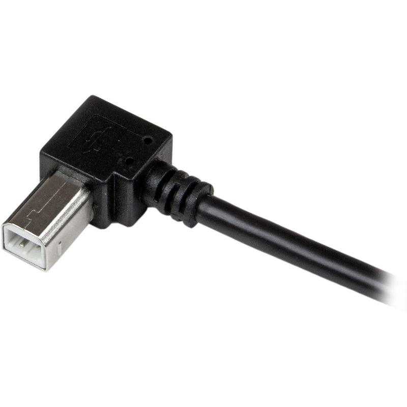 Side view of right-angle USB Type-B connector showing 90-degree design