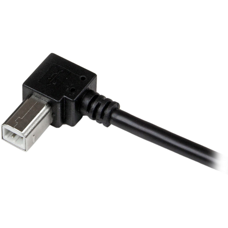 Side view of right-angle USB Type-B connector showing 90-degree bend