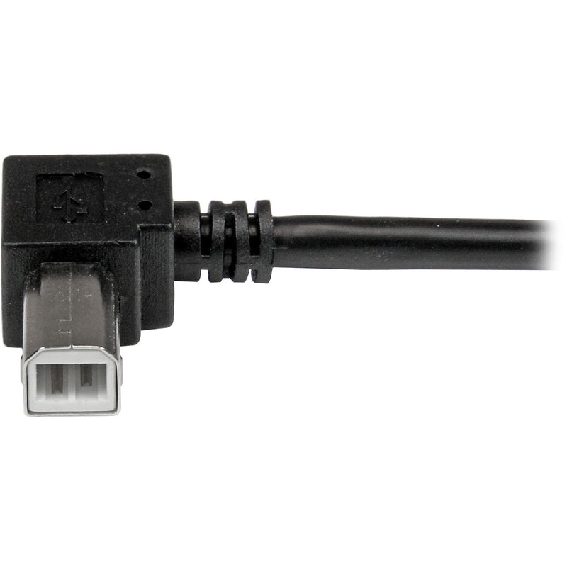 Close-up of right-angle USB Type-B connector showing internal construction