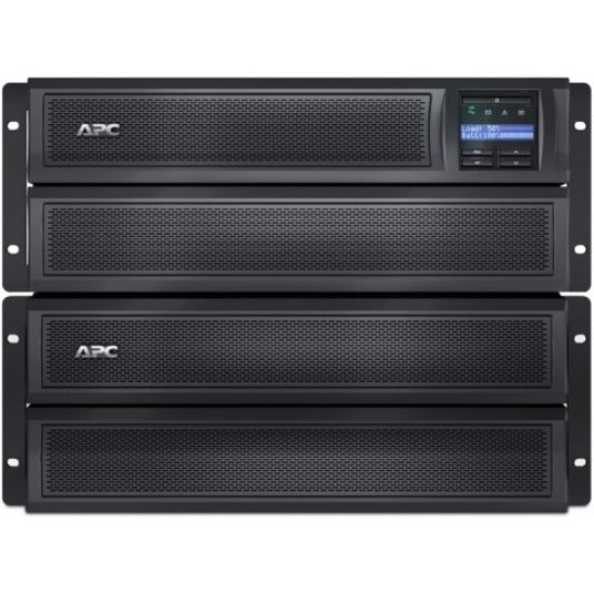 Front view of multiple APC Smart-UPS X 2000VA units in rack