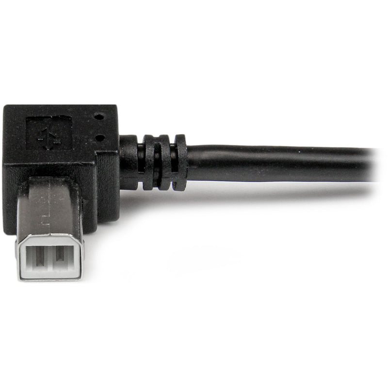 Detailed view of right-angle USB-B connector showing internal structure