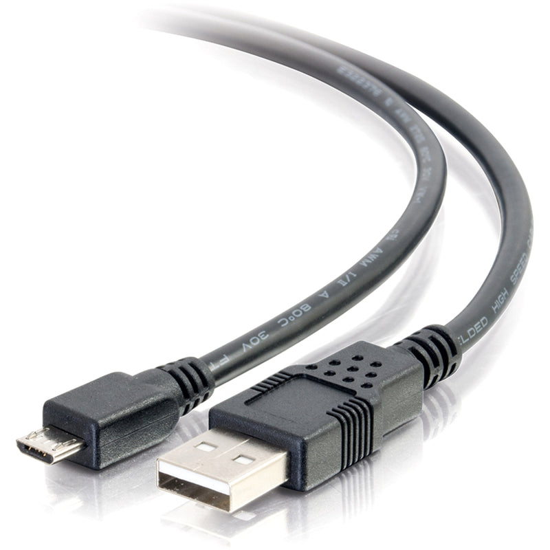 Angled view of USB cable showing both connectors and cable flexibility