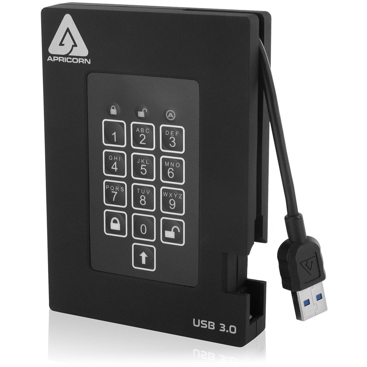 อุปกรณ์เก็บข้อมูล Aegis Padlock Fortress ขนาด 1TB พร้อมสาย USB 3.0 ในตัว FIPS Portable USB HDD