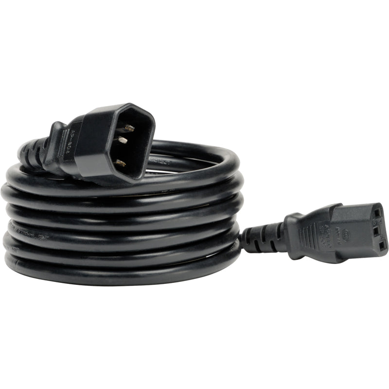 Close-up of UPS power cable showing IEC C14 to C13 connector design