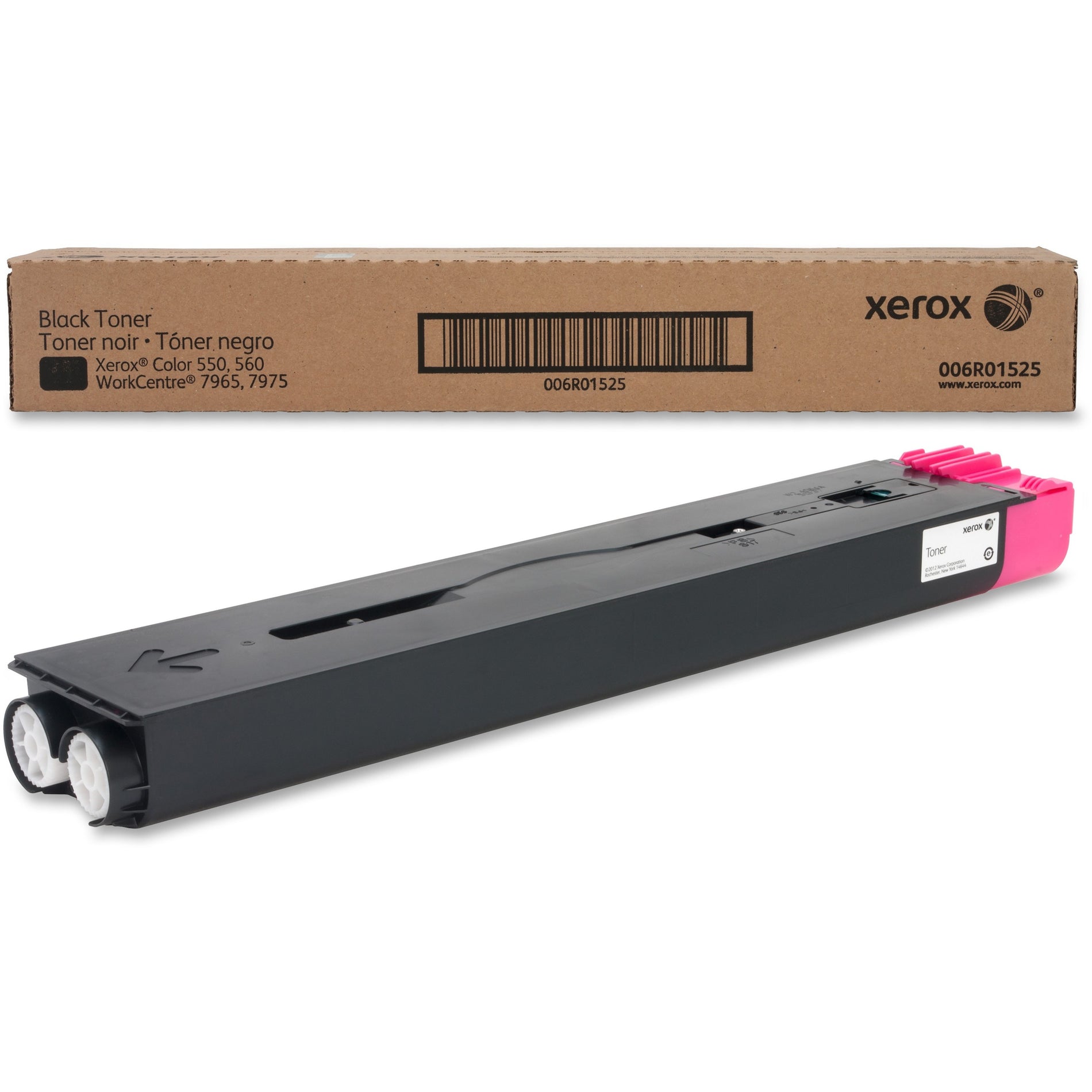 Xerox 006R01525 black toner cartridge with retail packaging showing compatibility information and product details-alternate-image1