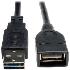 تريپ لايت UR024-006 كابل تمديد USB 2.0 A-Male إلى A-Female قابل للعكس - 6 أقدام، مصبوب، محمي، مطلي بالذهب، أسود